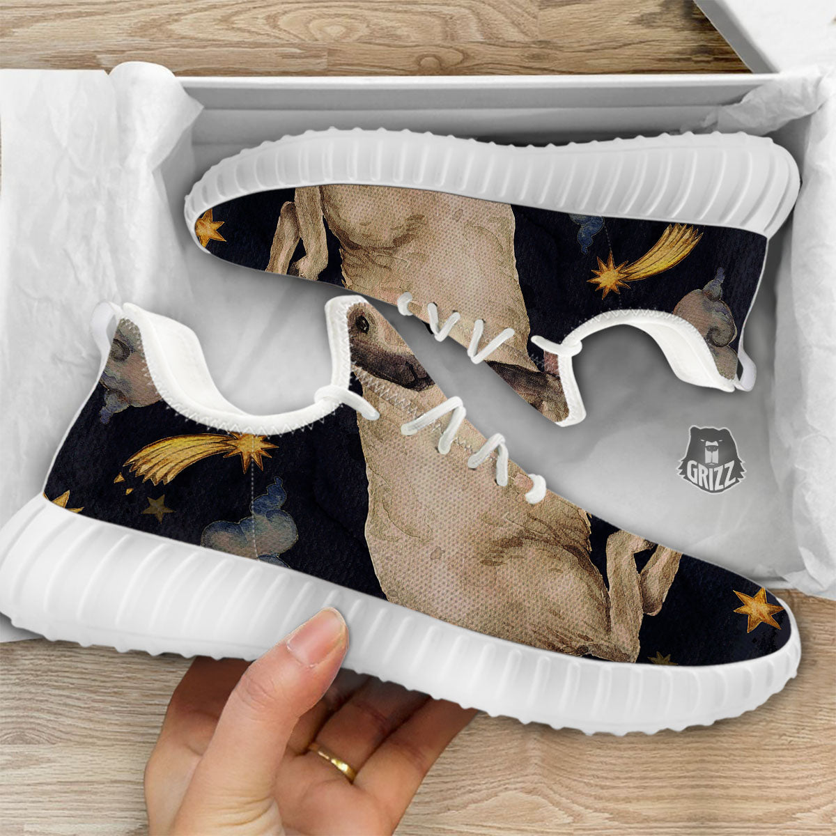 Zodiac Sign Watercolor Aries Print White Walking Shoes-grizzshop