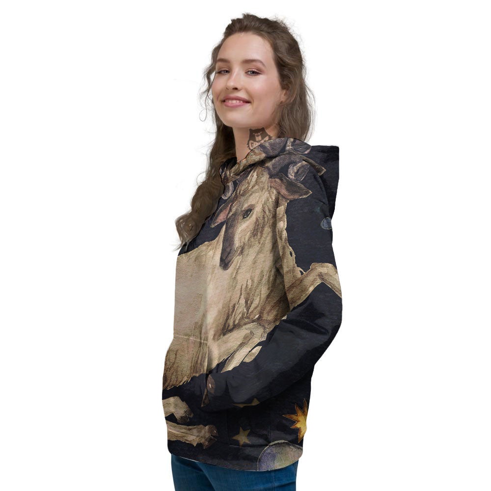 Zodiac Sign Watercolor Aries Print Women's Hoodie-grizzshop