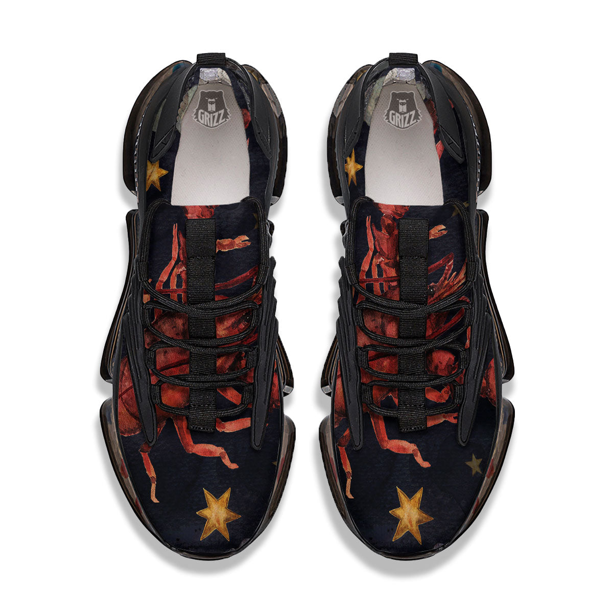 Zodiac Sign Watercolor Cancer Print Black Gym Shoes-grizzshop