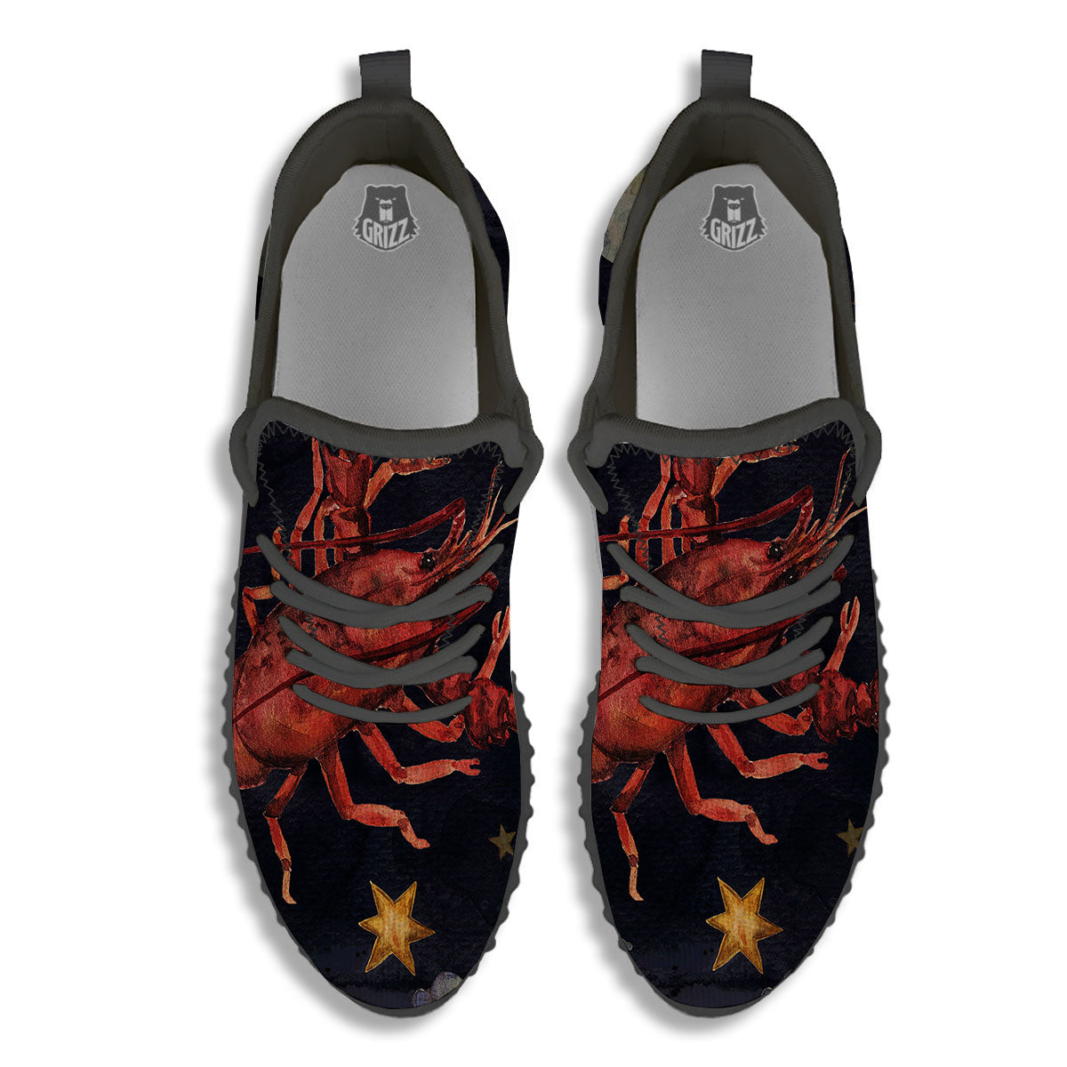 Zodiac Sign Watercolor Cancer Print Black Walking Shoes-grizzshop