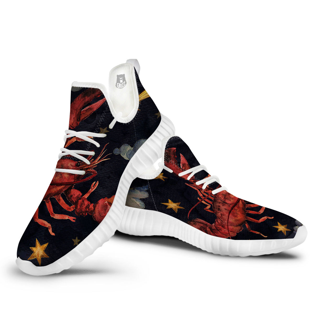 Zodiac Sign Watercolor Cancer Print White Walking Shoes-grizzshop