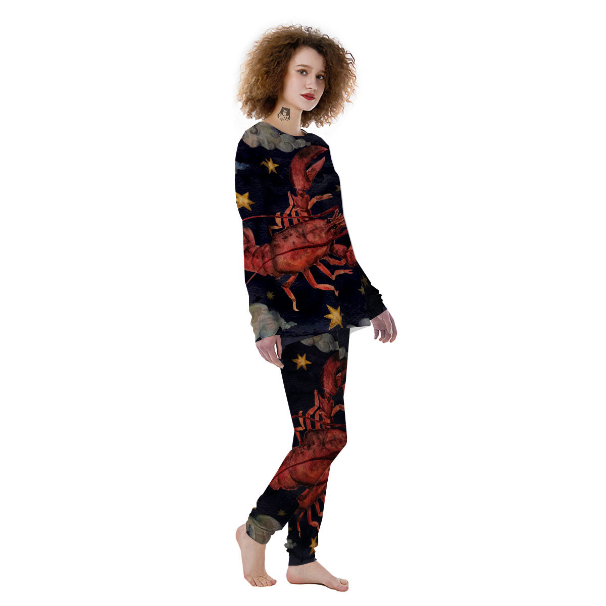 Zodiac Sign Watercolor Cancer Print Women's Pajamas-grizzshop