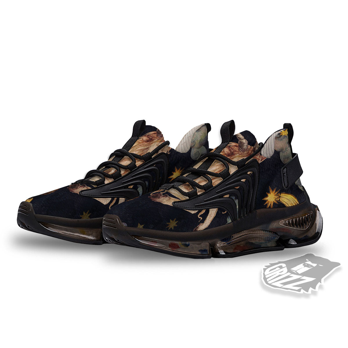 Zodiac Sign Watercolor Capricorn Print Black Gym Shoes-grizzshop
