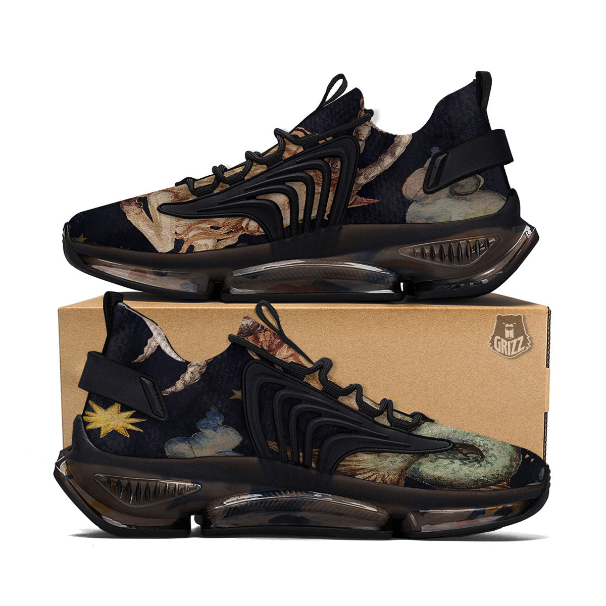 Zodiac Sign Watercolor Capricorn Print Black Gym Shoes-grizzshop