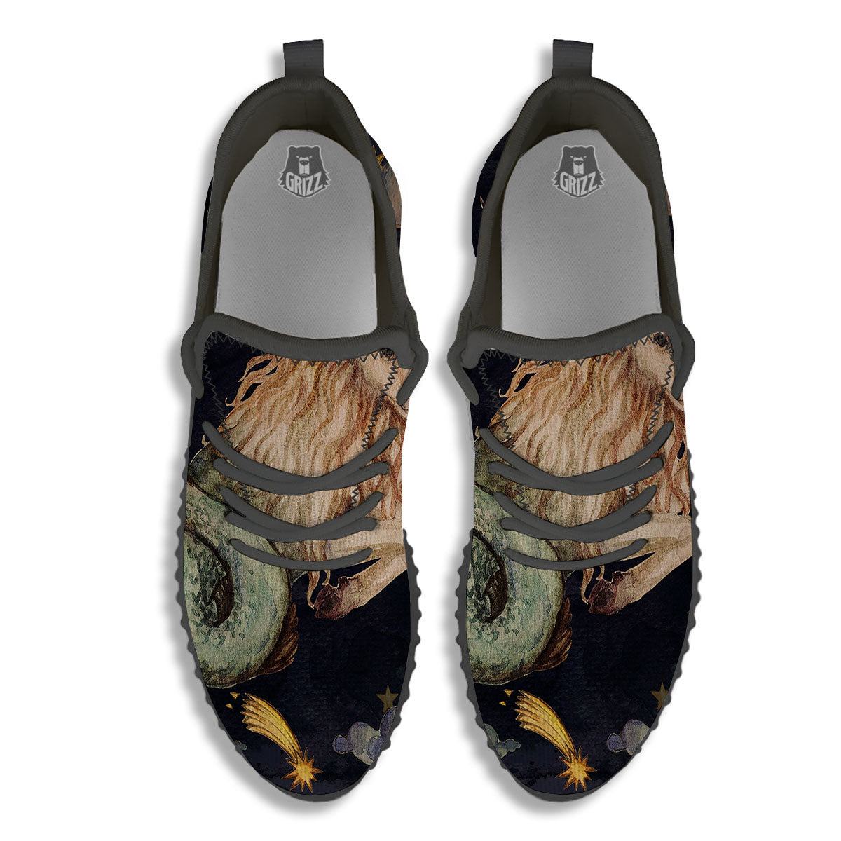 Zodiac Sign Watercolor Capricorn Print Black Walking Shoes-grizzshop
