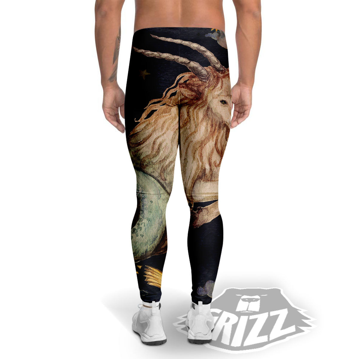 Zodiac Sign Watercolor Capricorn Print Men's Leggings-grizzshop