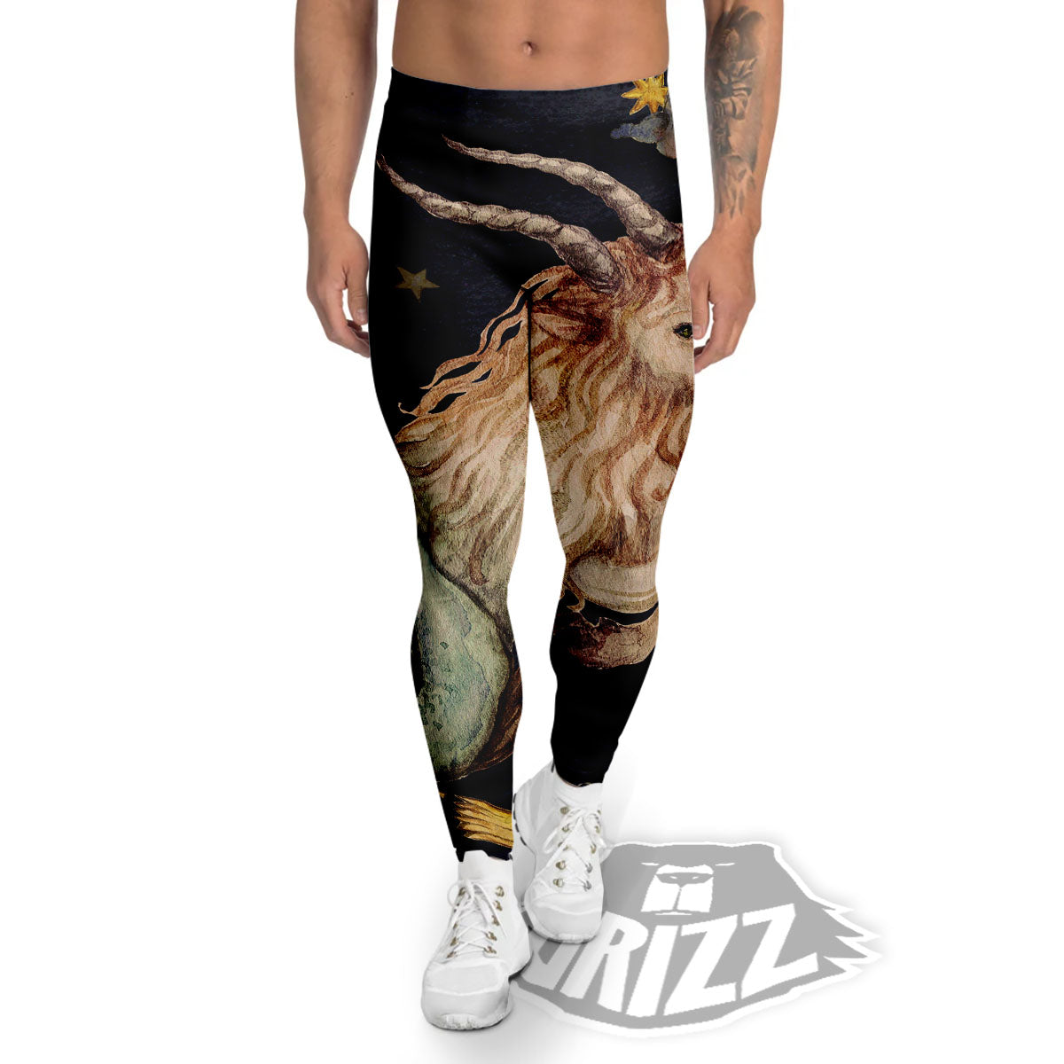 Zodiac Sign Watercolor Capricorn Print Men's Leggings-grizzshop