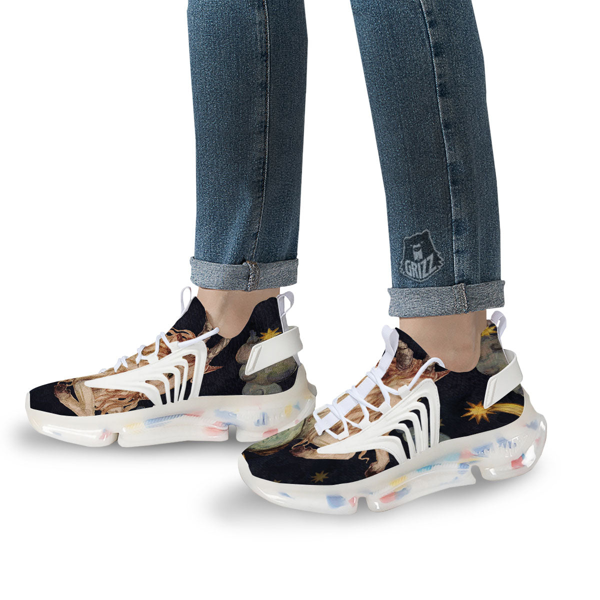 Zodiac Sign Watercolor Capricorn Print White Gym Shoes-grizzshop