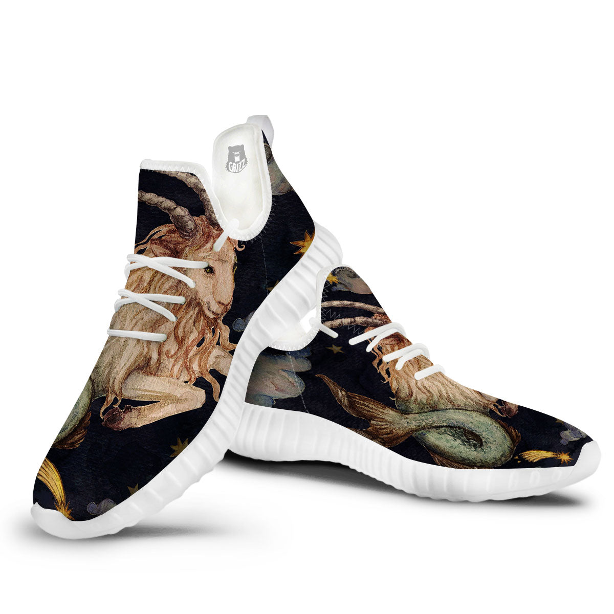 Zodiac Sign Watercolor Capricorn Print White Walking Shoes-grizzshop