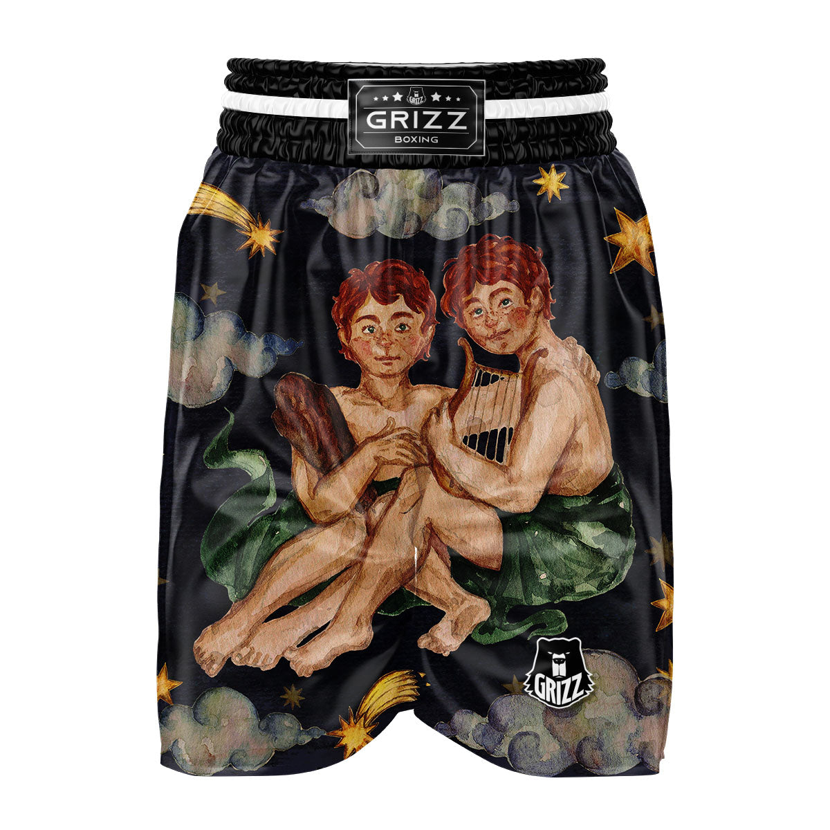 Zodiac Sign Watercolor Gemini Print Boxing Shorts-grizzshop