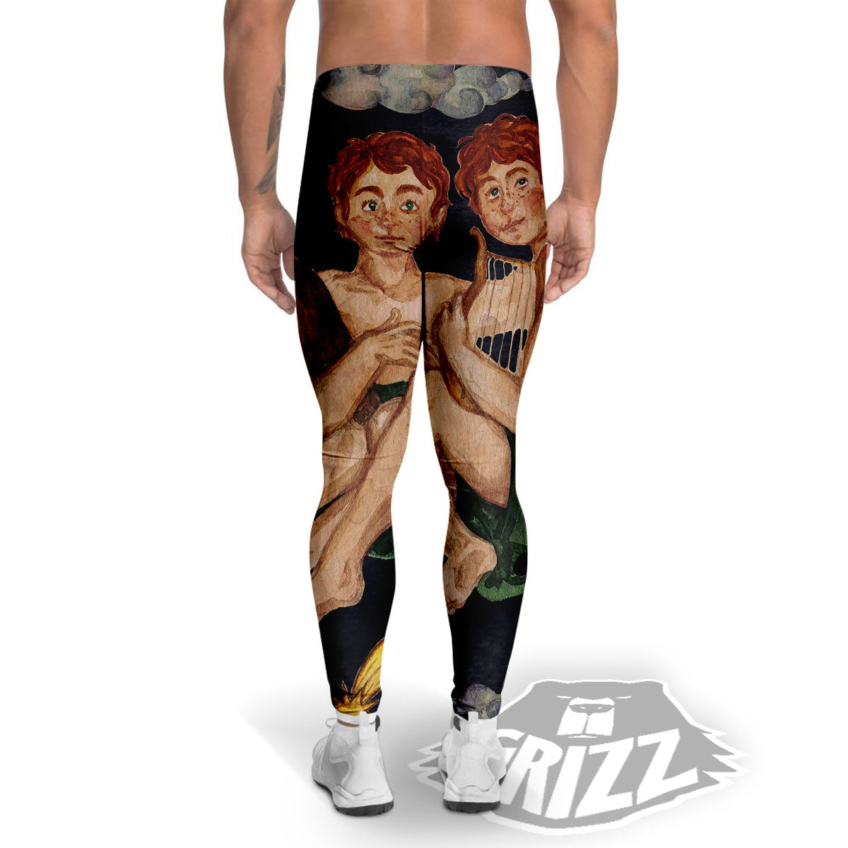 Zodiac Sign Watercolor Gemini Print Men's Leggings-grizzshop