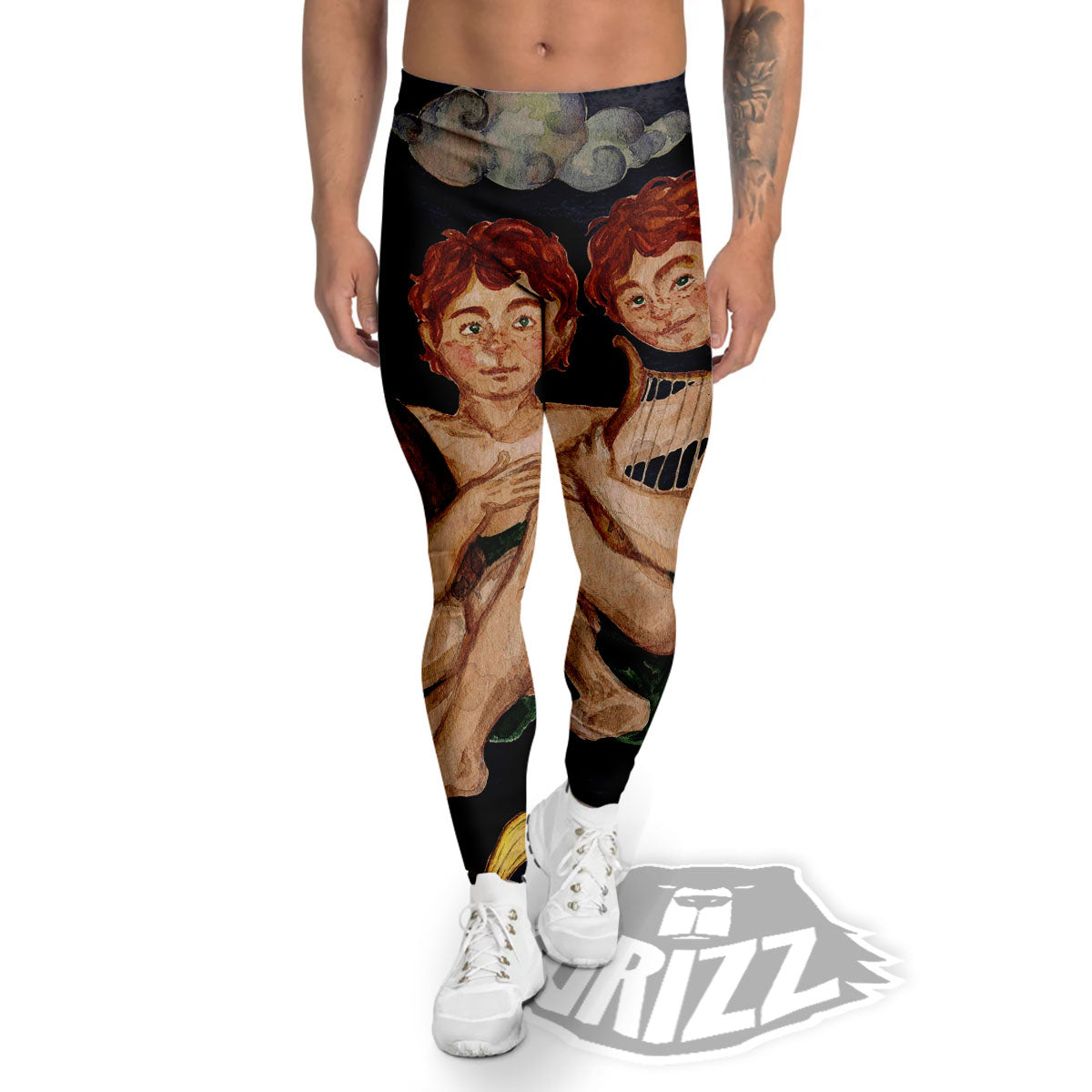 Zodiac Sign Watercolor Gemini Print Men's Leggings-grizzshop