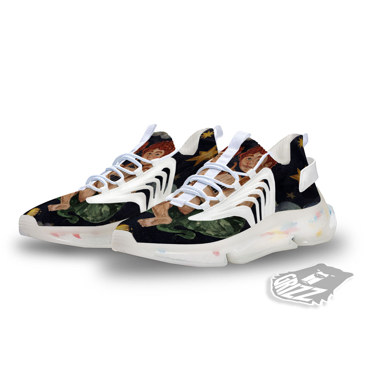 Zodiac Sign Watercolor Gemini Print White Gym Shoes-grizzshop