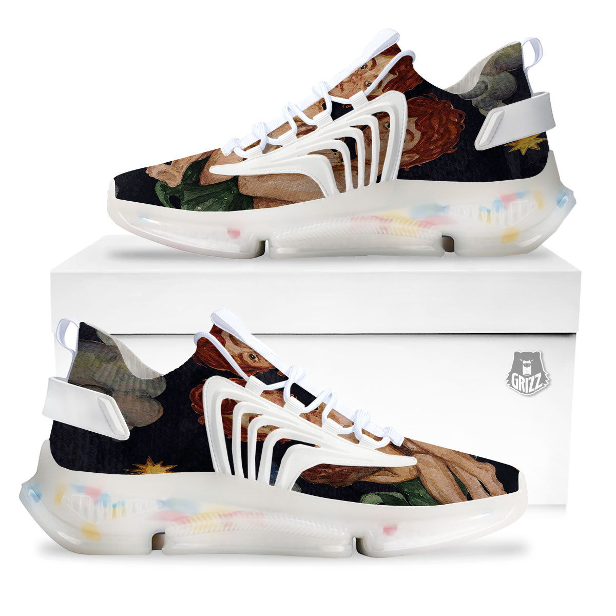 Zodiac Sign Watercolor Gemini Print White Gym Shoes-grizzshop