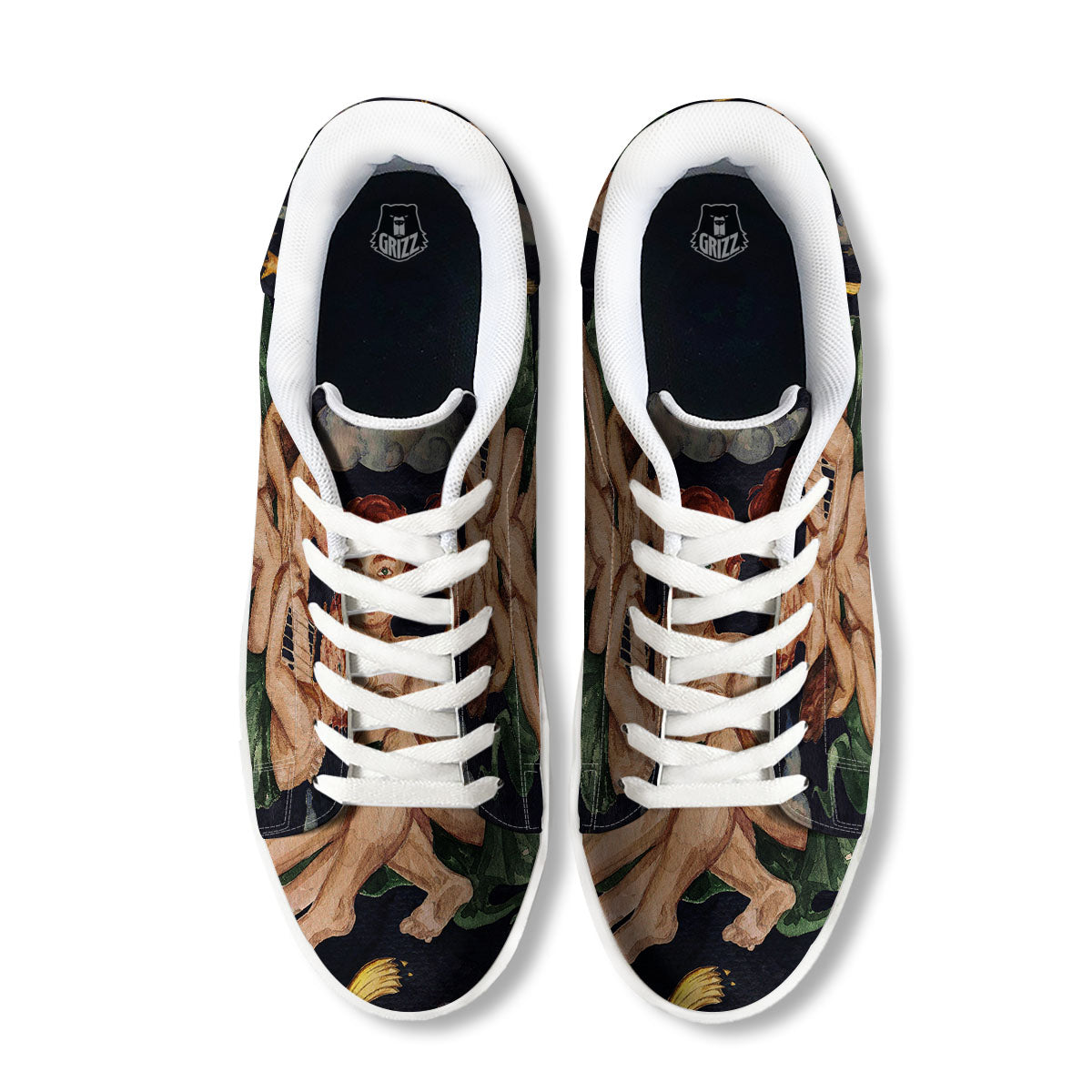 Zodiac Sign Watercolor Gemini Print White Low Top Sneakers-grizzshop
