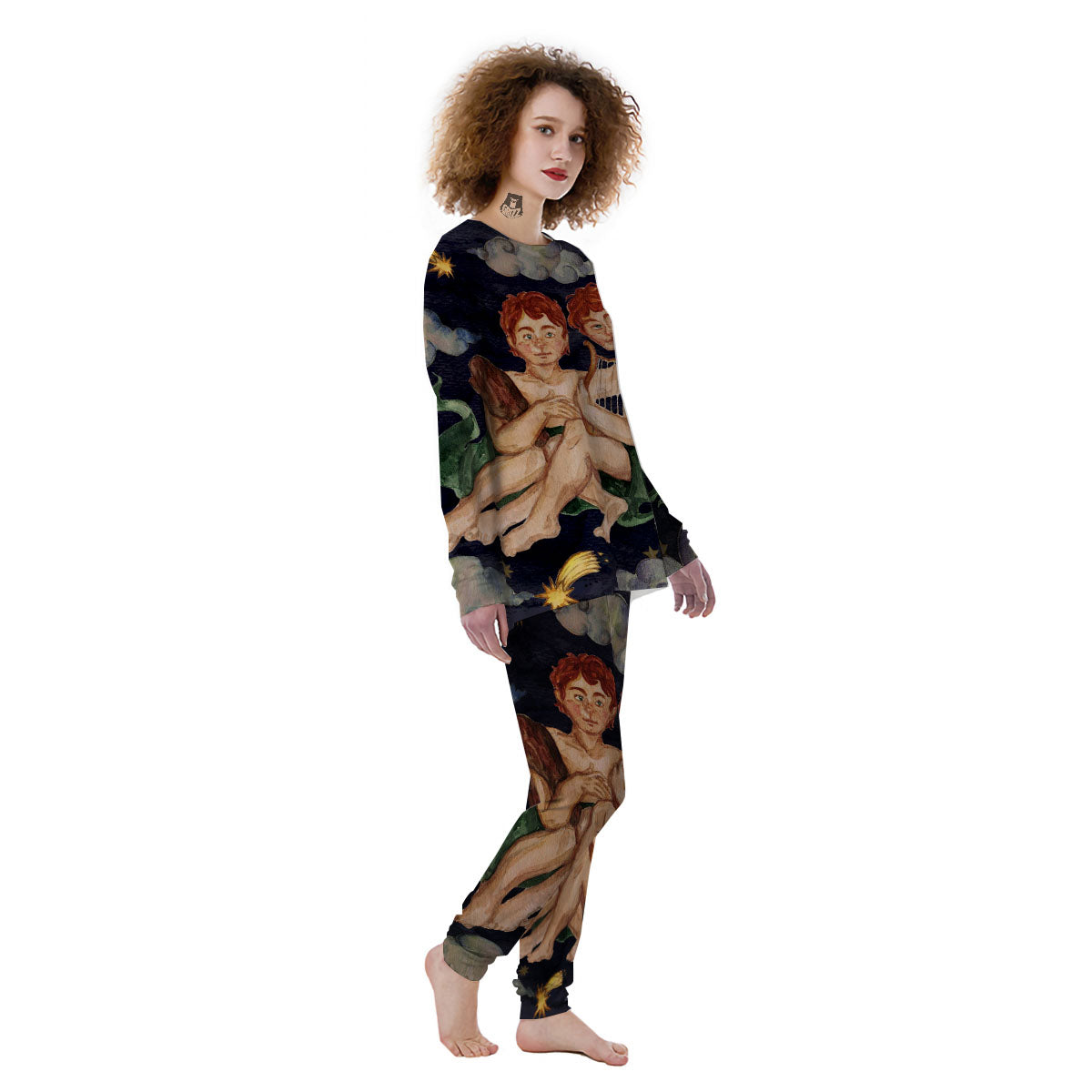 Zodiac Sign Watercolor Gemini Print Women's Pajamas-grizzshop