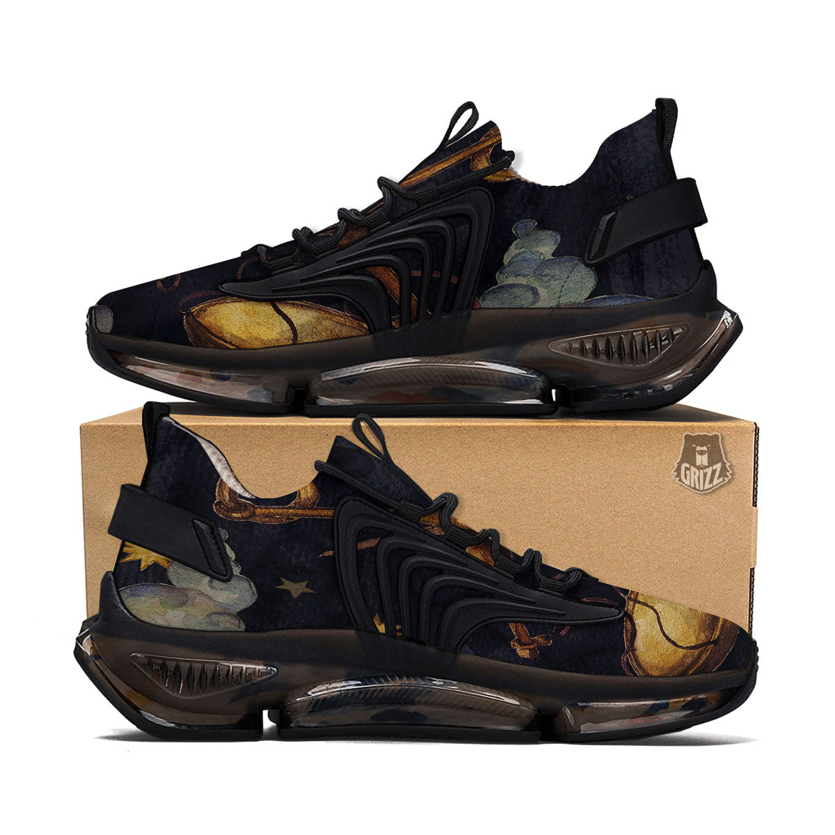 Zodiac Sign Watercolor Libra Print Black Gym Shoes-grizzshop