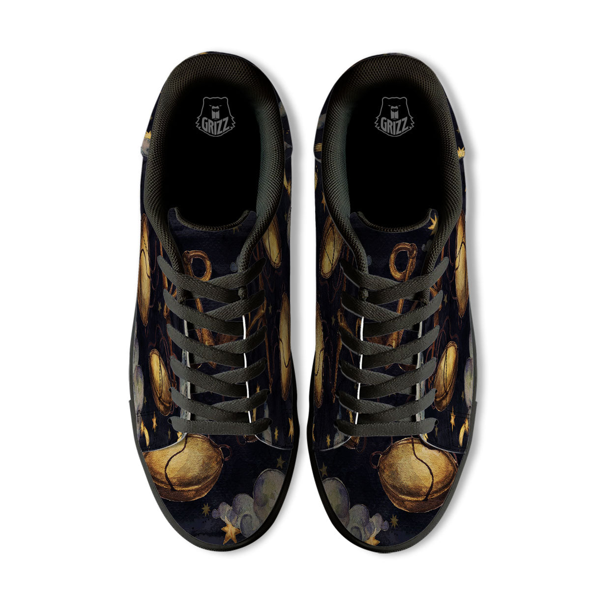 Zodiac Sign Watercolor Libra Print Black Low Top Sneakers-grizzshop