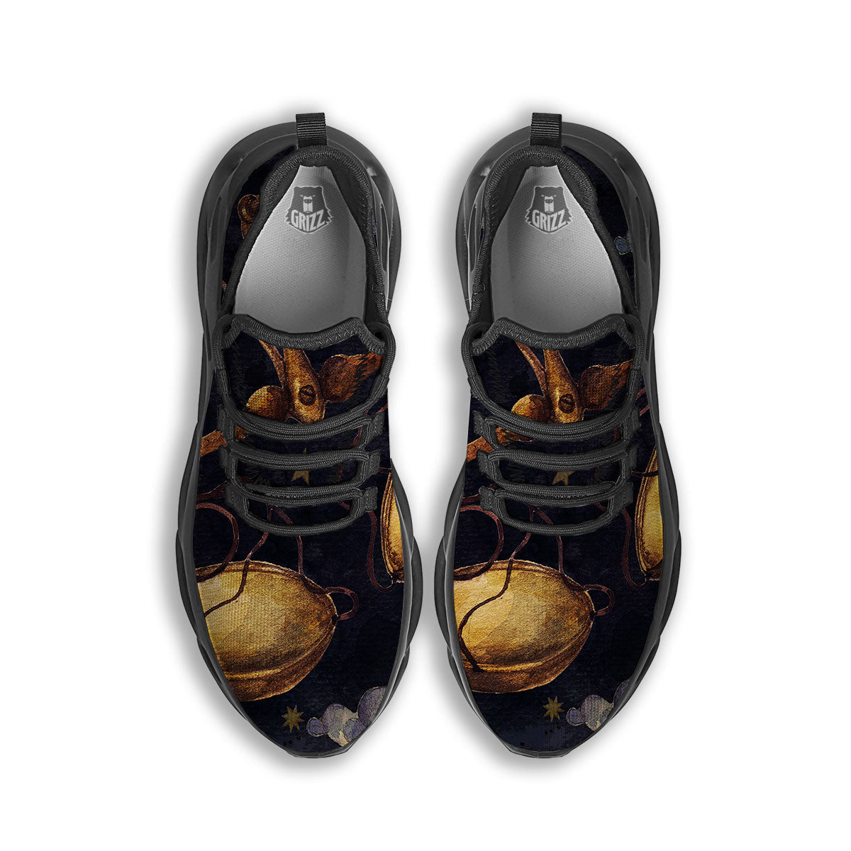 Zodiac Sign Watercolor Libra Print Black Running Shoes-grizzshop