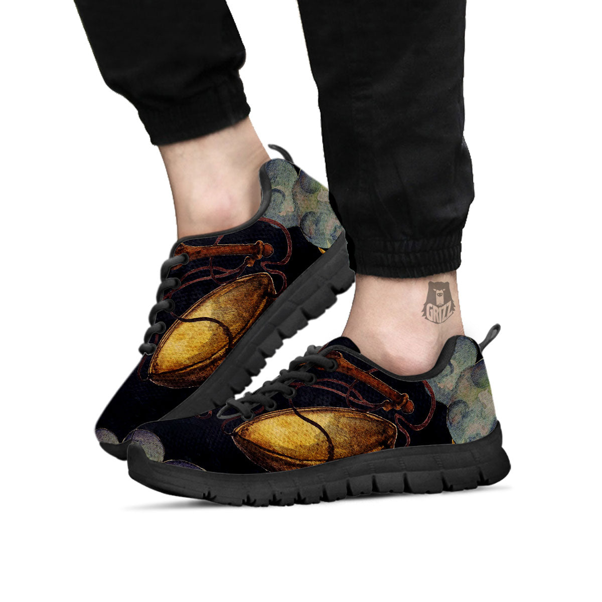 Zodiac Sign Watercolor Libra Print Black Sneaker-grizzshop