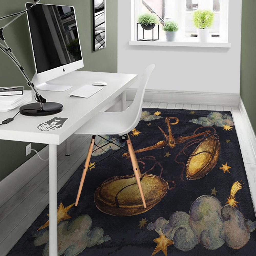 Zodiac Sign Watercolor Libra Print Floor Mat-grizzshop