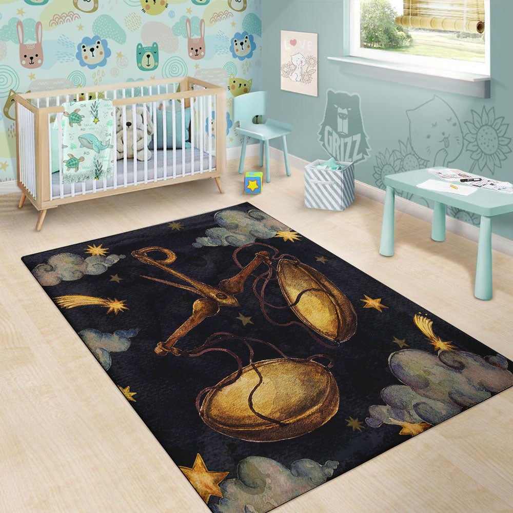 Zodiac Sign Watercolor Libra Print Floor Mat-grizzshop