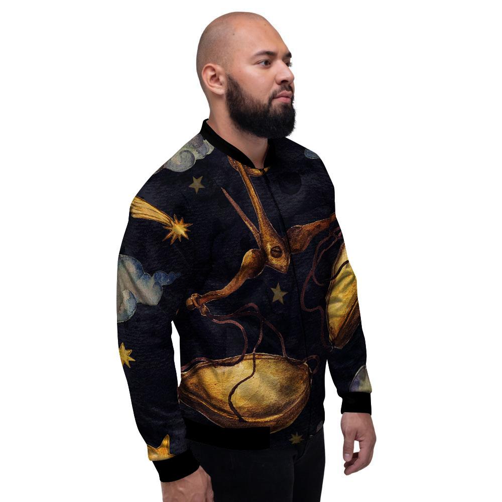 Zodiac Sign Watercolor Libra Print Men's Bomber Jacket-grizzshop