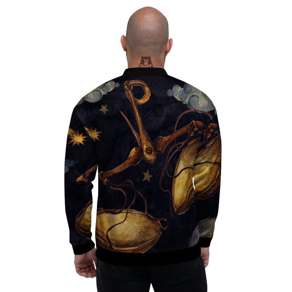 Zodiac Sign Watercolor Libra Print Men's Bomber Jacket-grizzshop