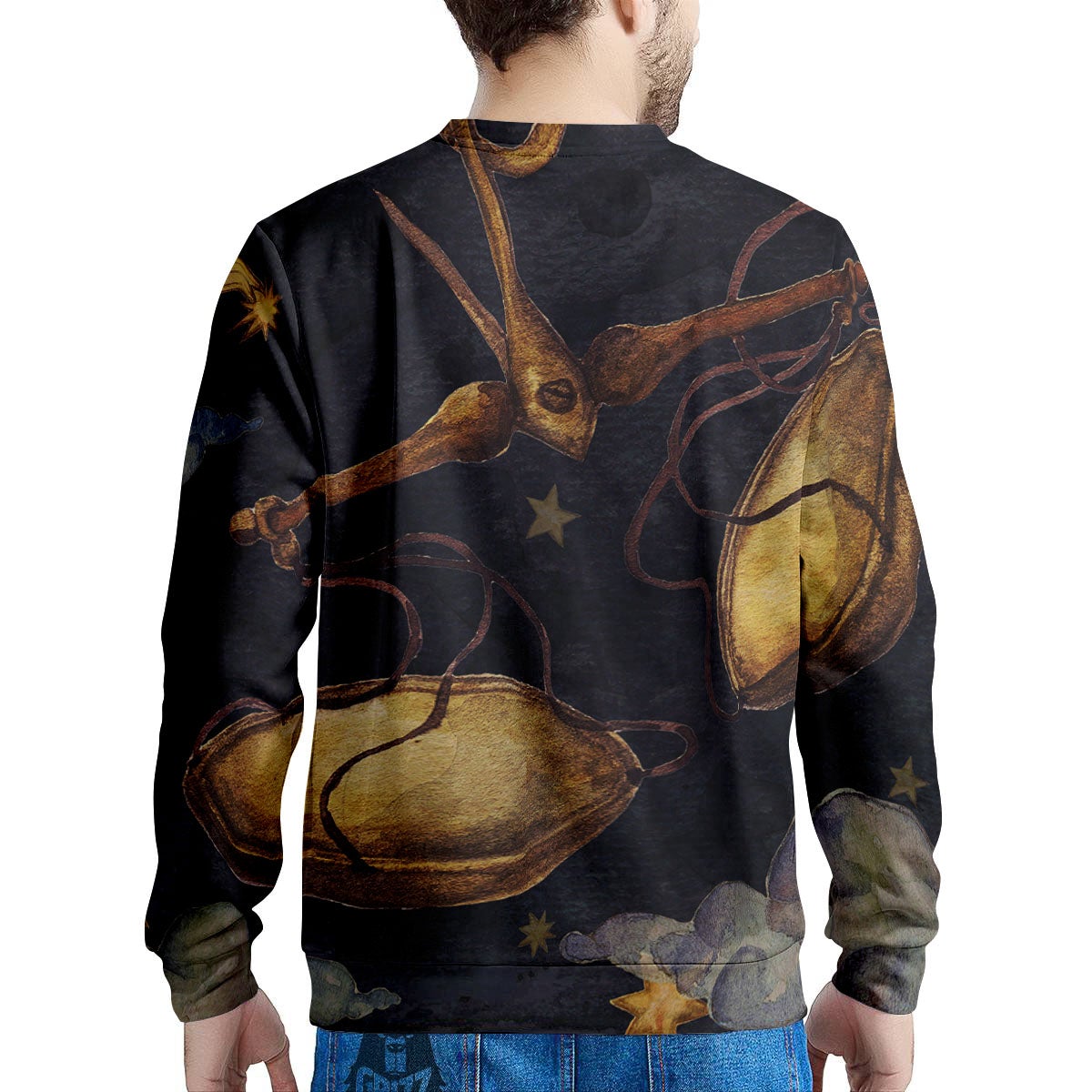 Zodiac Sign Watercolor Libra Print Men's Sweatshirt-grizzshop