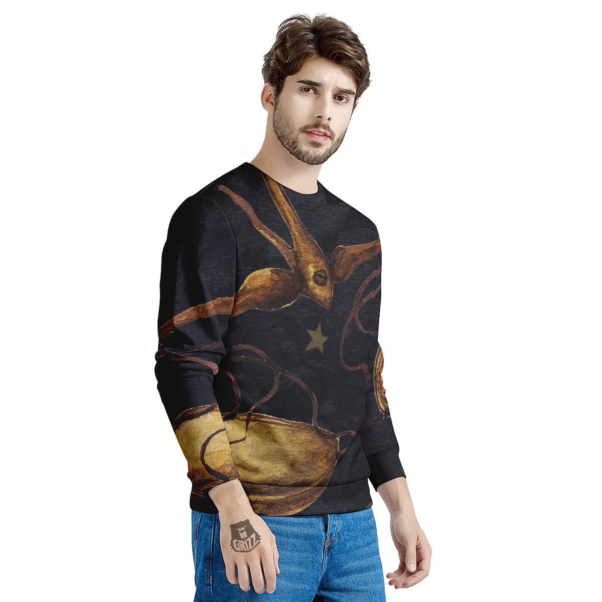 Zodiac Sign Watercolor Libra Print Men's Sweatshirt-grizzshop