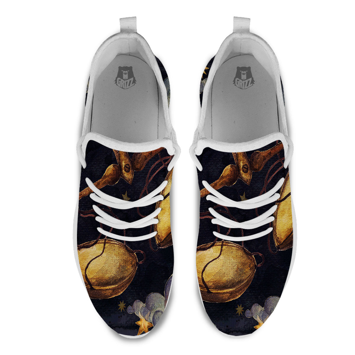 Zodiac Sign Watercolor Libra Print White Athletic Shoes-grizzshop