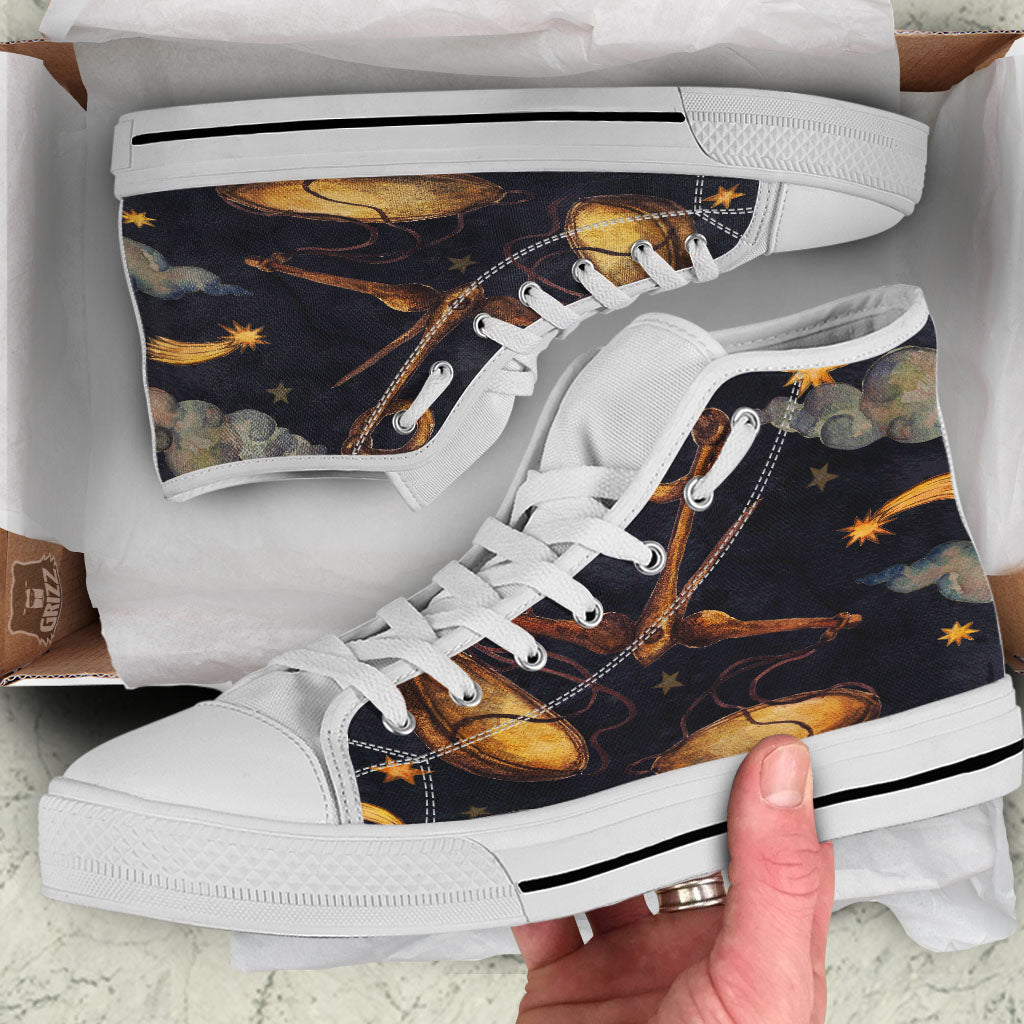 Zodiac Sign Watercolor Libra Print White High Top Shoes-grizzshop