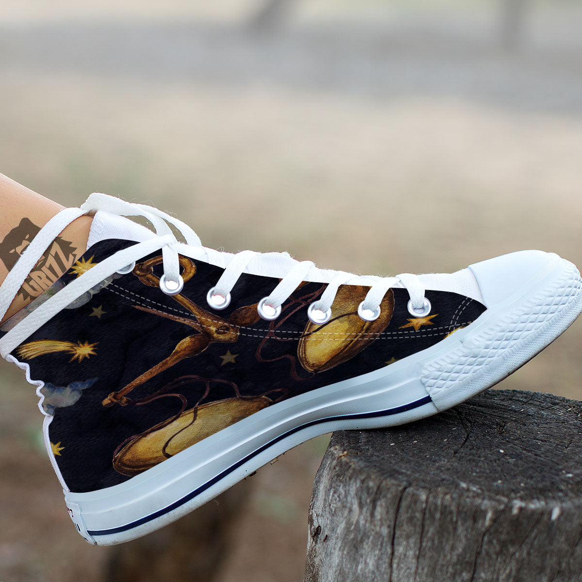 Zodiac Sign Watercolor Libra Print White High Top Shoes-grizzshop