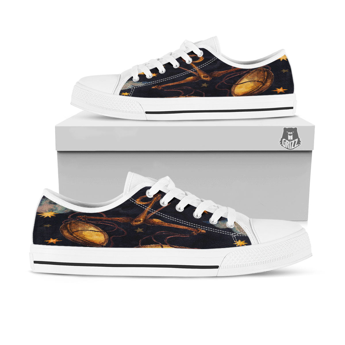 Zodiac Sign Watercolor Libra Print White Low Top Shoes-grizzshop