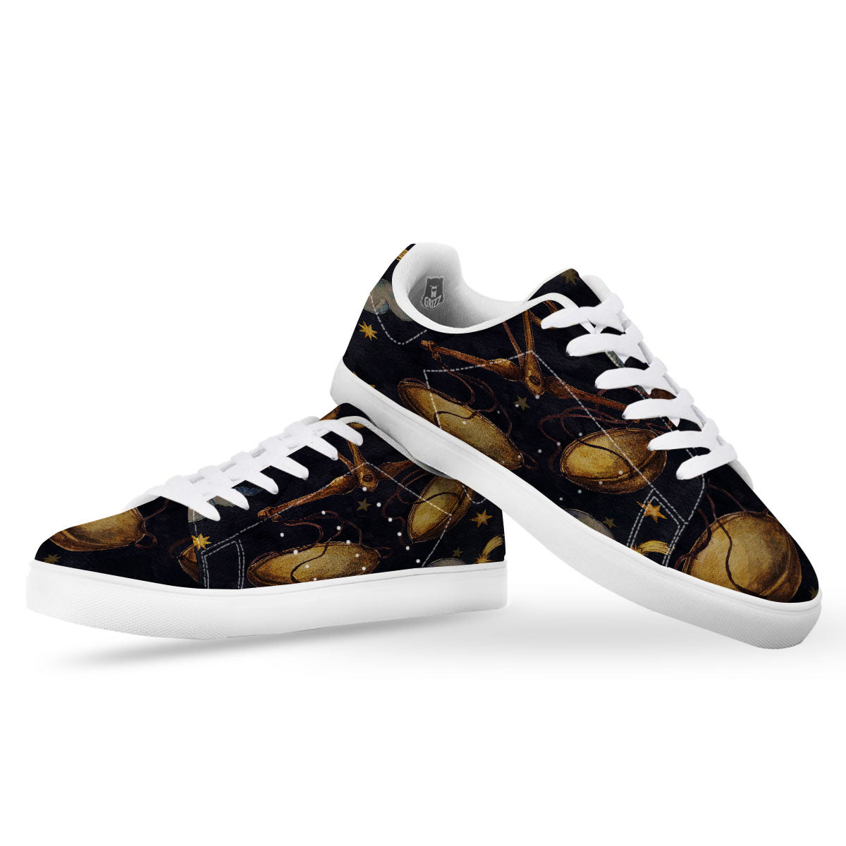 Zodiac Sign Watercolor Libra Print White Low Top Sneakers-grizzshop