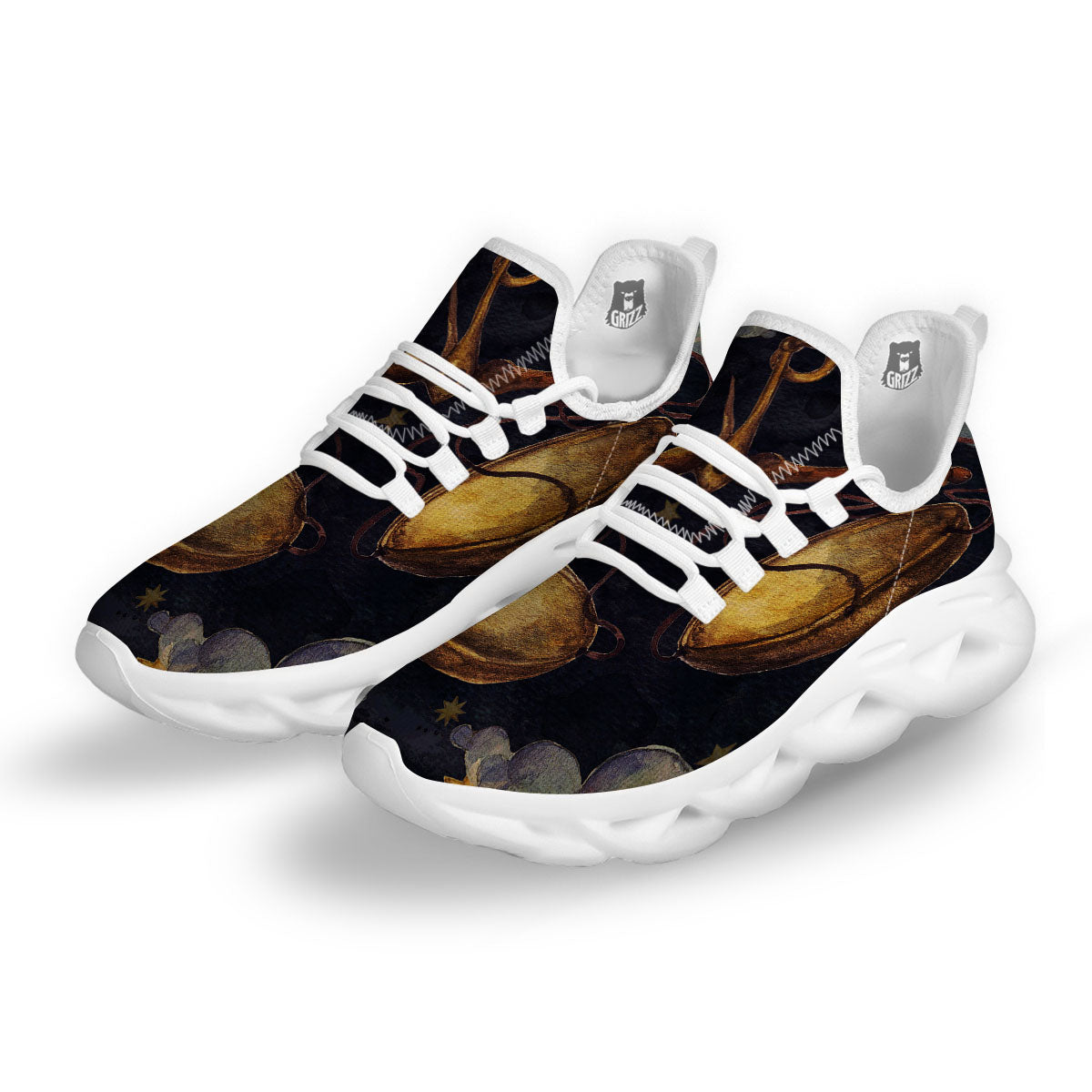 Zodiac Sign Watercolor Libra Print White Running Shoes-grizzshop