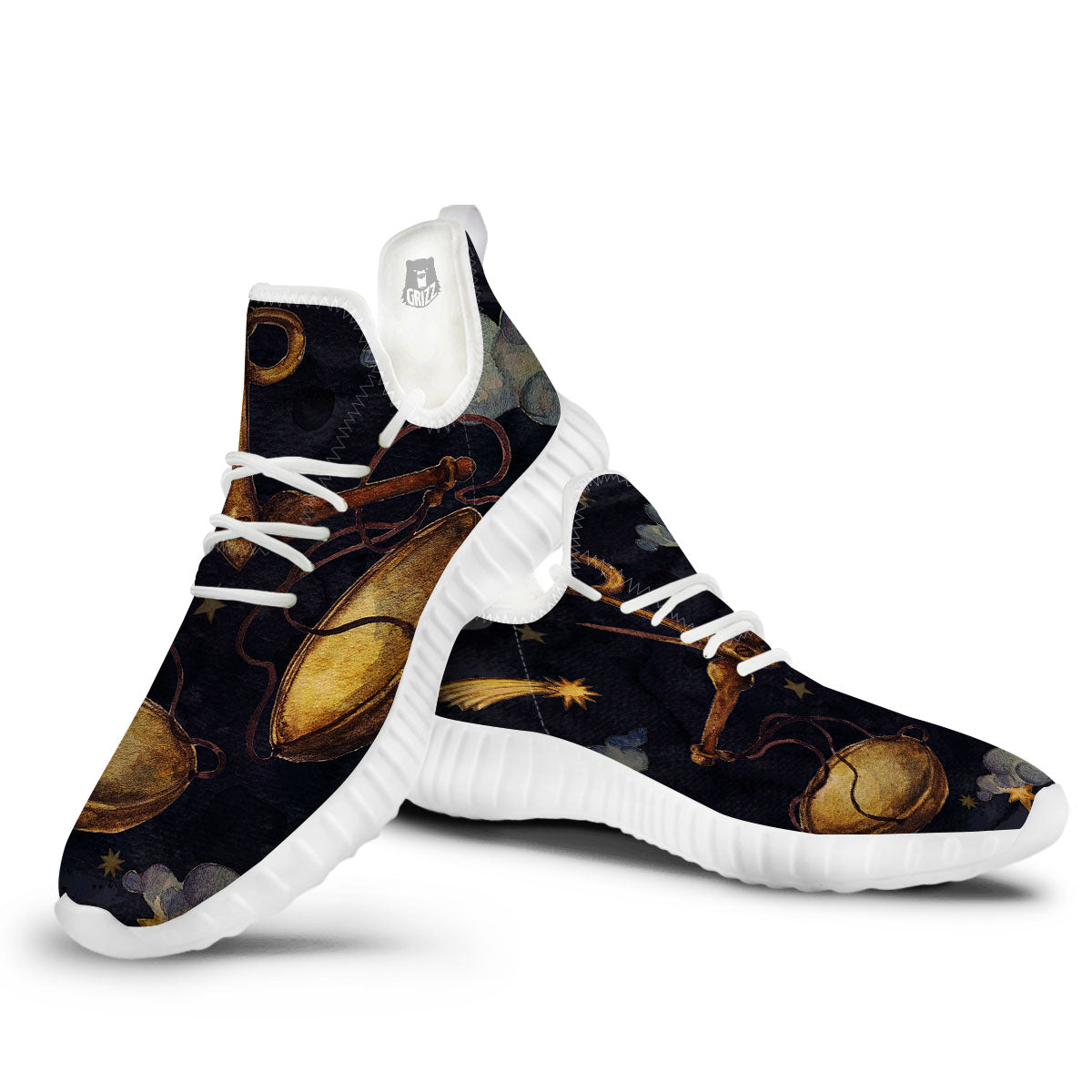 Zodiac Sign Watercolor Libra Print White Walking Shoes-grizzshop