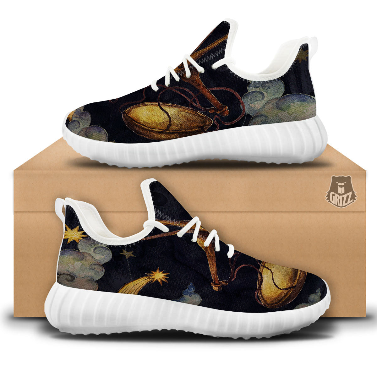 Zodiac Sign Watercolor Libra Print White Walking Shoes-grizzshop