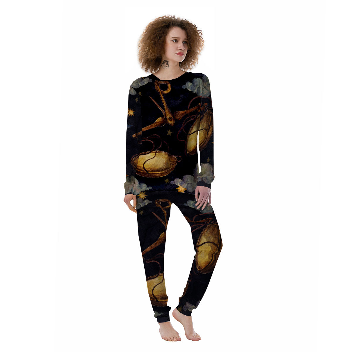 Zodiac Sign Watercolor Libra Print Women's Pajamas-grizzshop