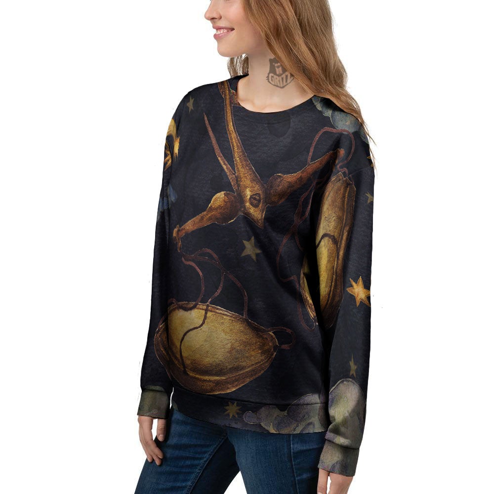 Zodiac Sign Watercolor Libra Print Women's Sweatshirt-grizzshop