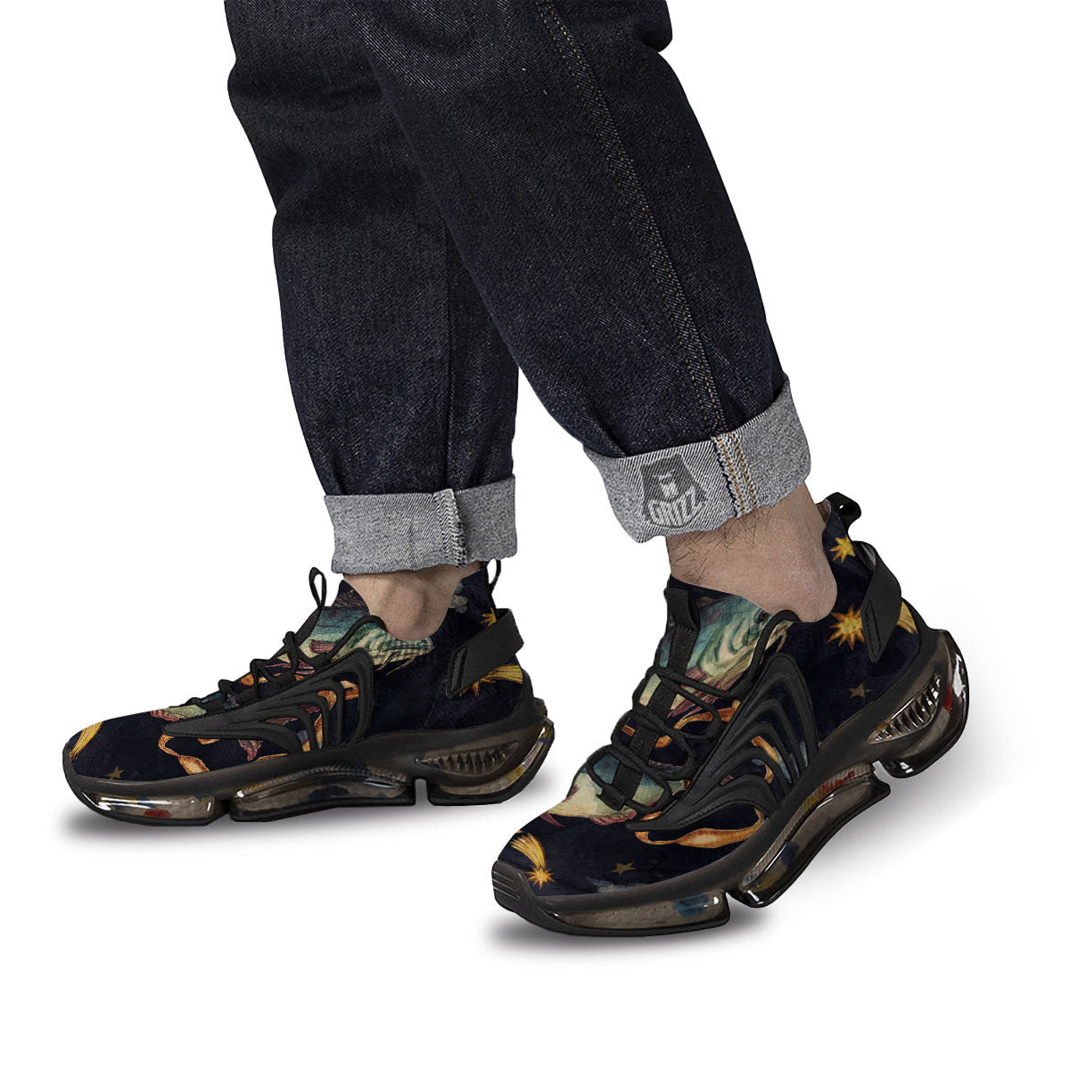 Zodiac Sign Watercolor Pisces Print Black Gym Shoes-grizzshop