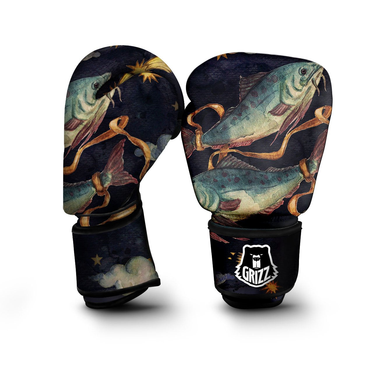Zodiac Sign Watercolor Pisces Print Boxing Gloves-grizzshop