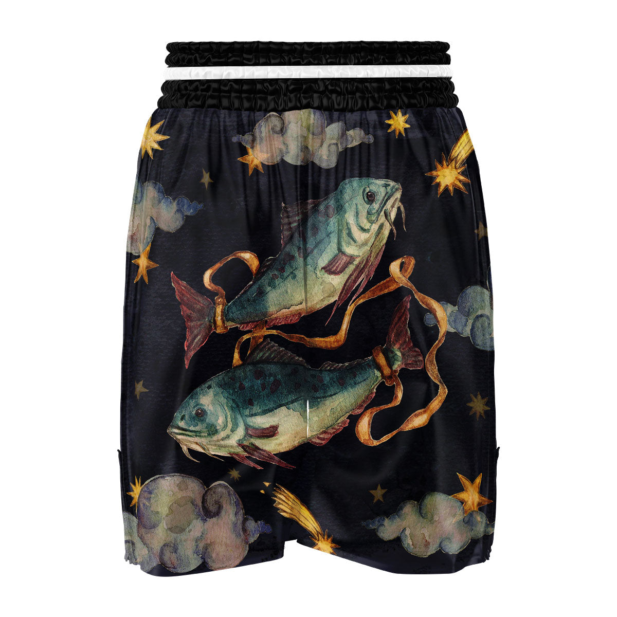 Zodiac Sign Watercolor Pisces Print Boxing Shorts-grizzshop