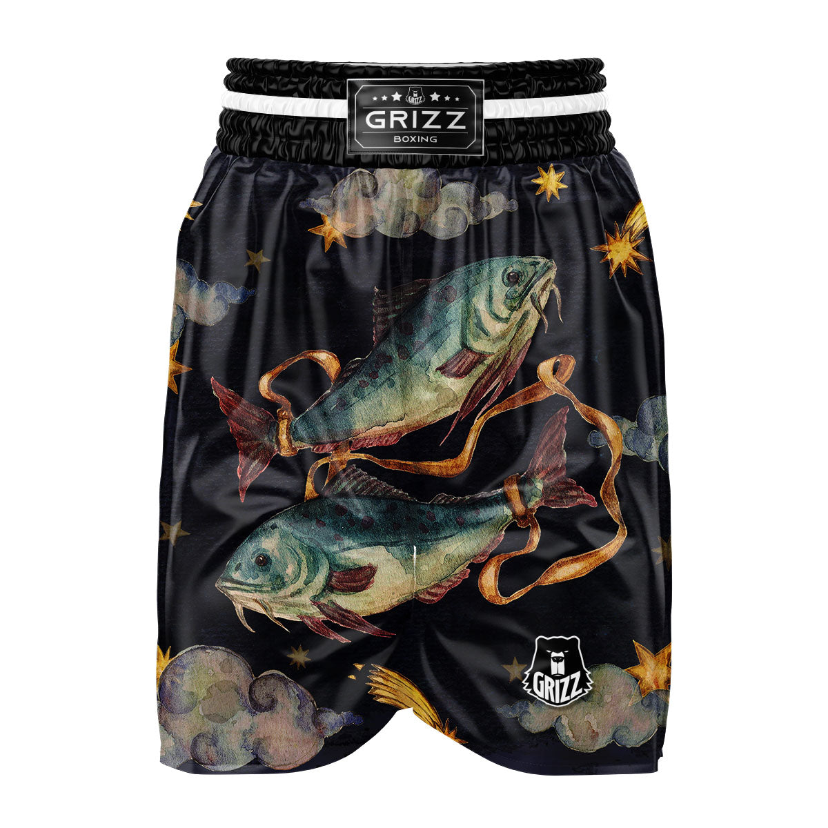 Zodiac Sign Watercolor Pisces Print Boxing Shorts-grizzshop