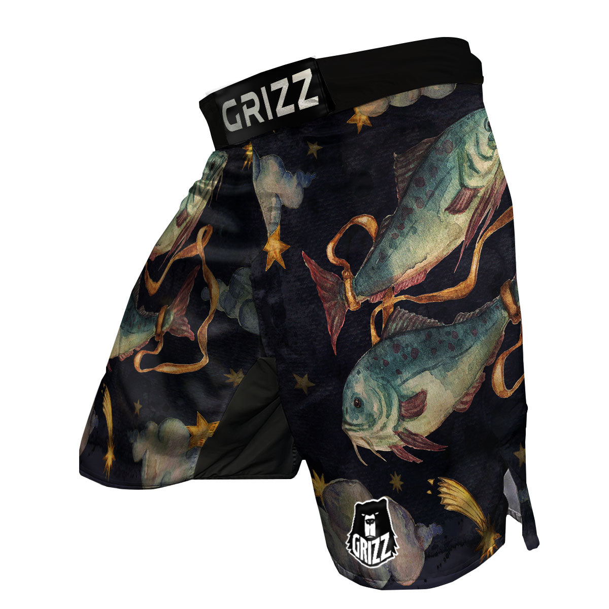 Zodiac Sign Watercolor Pisces Print MMA Shorts-grizzshop