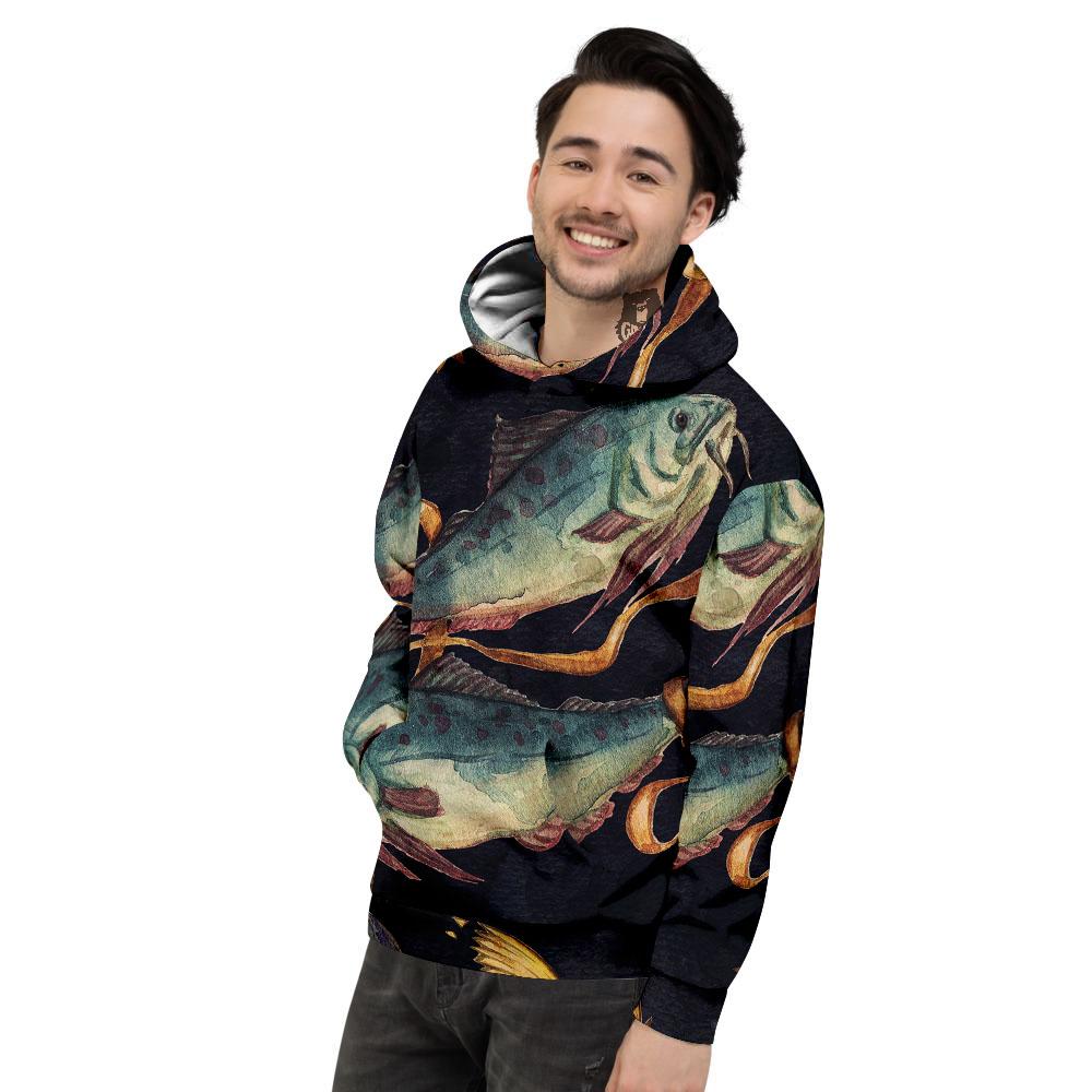 Zodiac Sign Watercolor Pisces Print Men's Hoodie-grizzshop