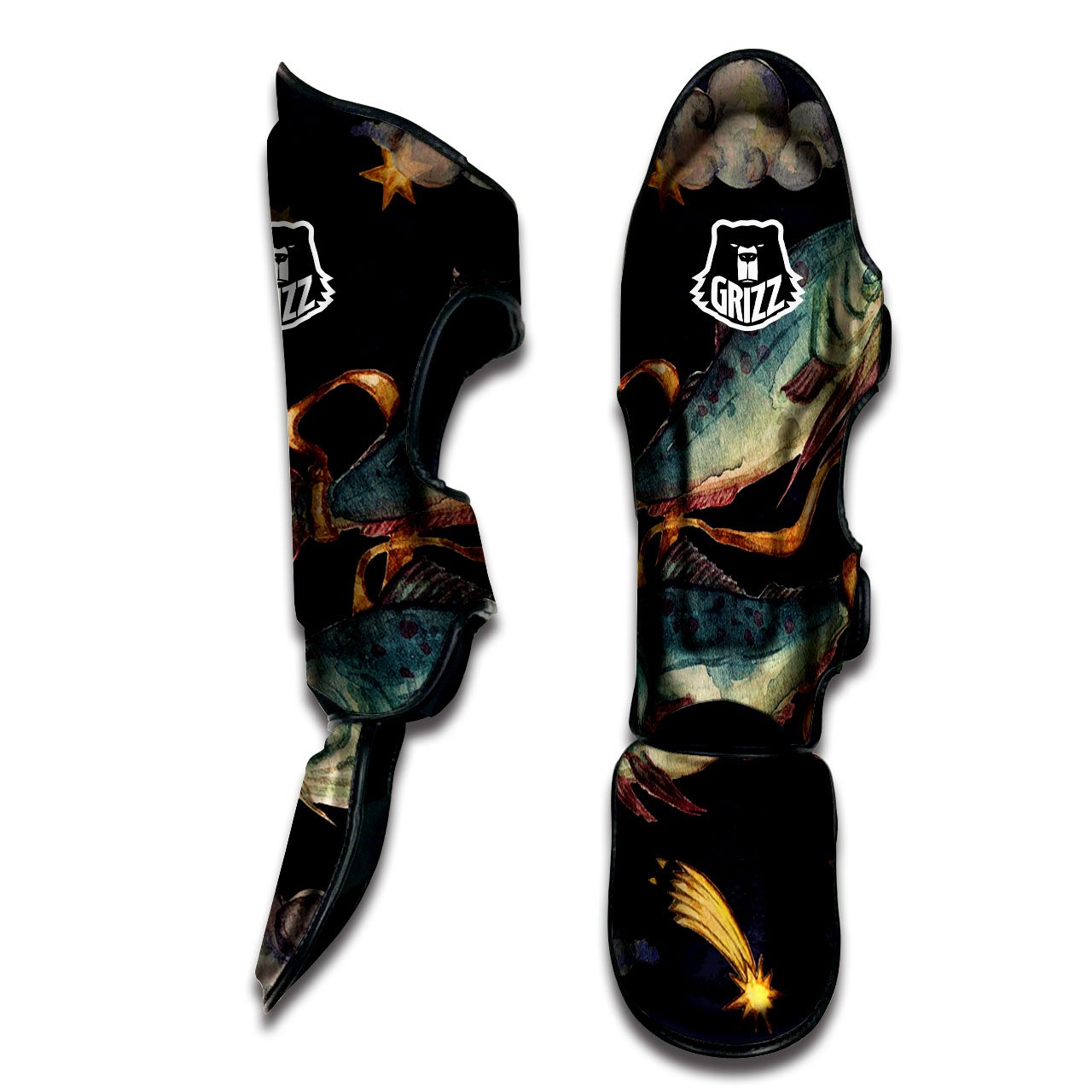 Zodiac Sign Watercolor Pisces Print Muay Thai Shin Guards-grizzshop
