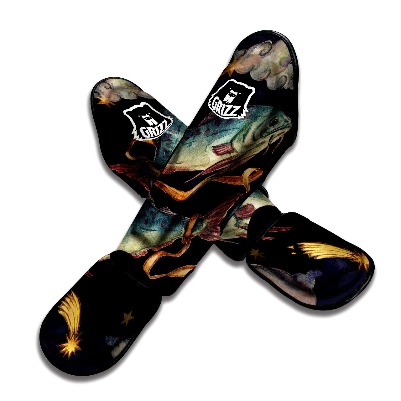 Zodiac Sign Watercolor Pisces Print Muay Thai Shin Guards-grizzshop