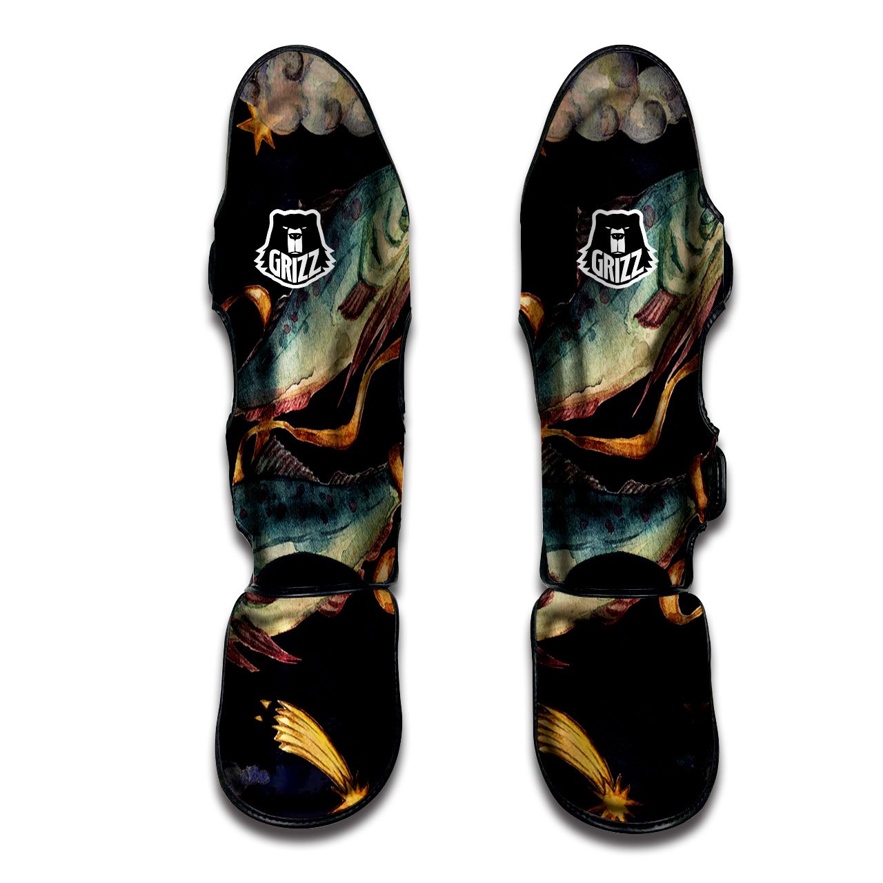 Zodiac Sign Watercolor Pisces Print Muay Thai Shin Guards-grizzshop