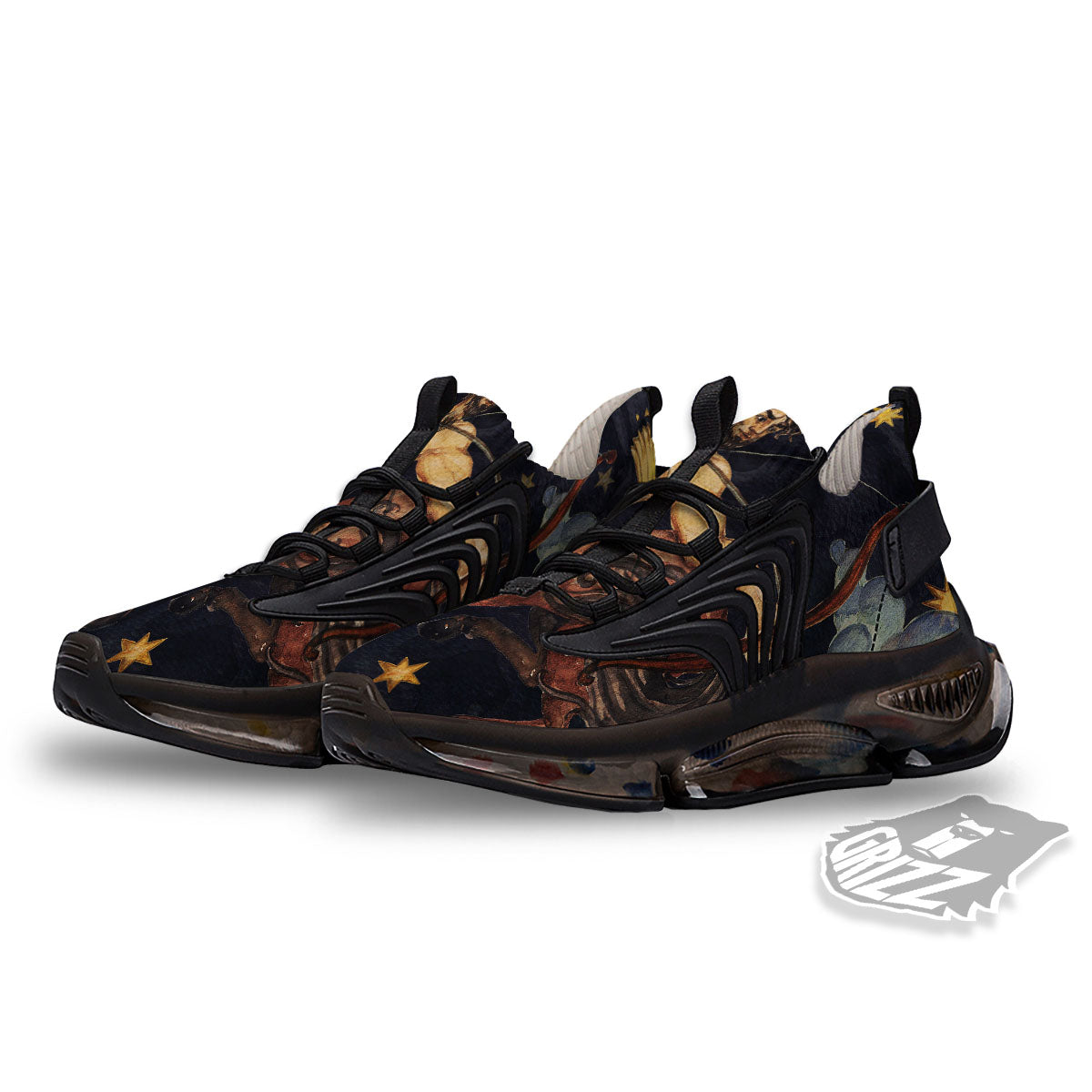 Zodiac Sign Watercolor Sagittarius Print Black Gym Shoes-grizzshop
